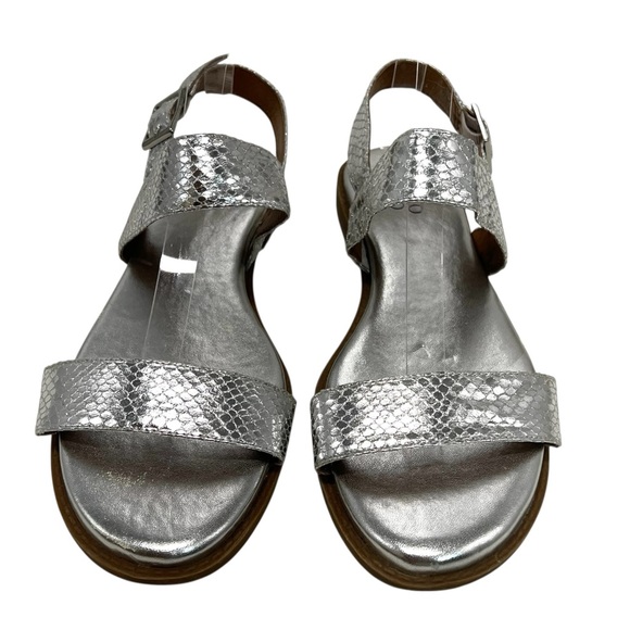 Franco Sarto Velocity Silver Snakeskin Comfort Flat Sandals Women’s 10 - Picture 4 of 13